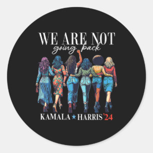 Pegatina Redonda No vamos a regresar Kamala Harris Waltz 24