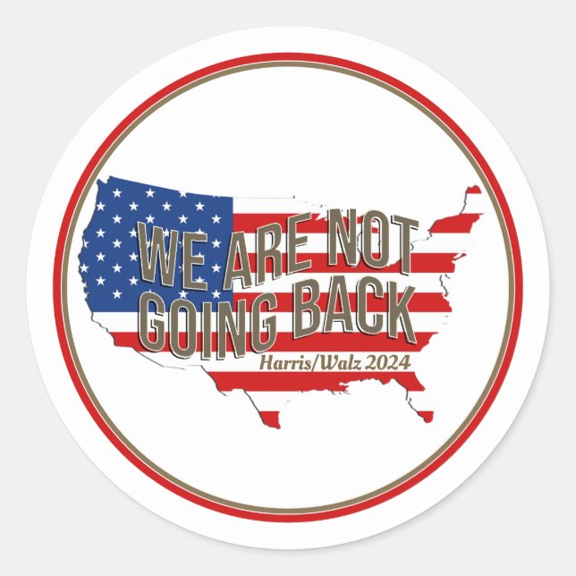 Pegatina Redonda No vamos a volver a Estados Unidos (Anverso)