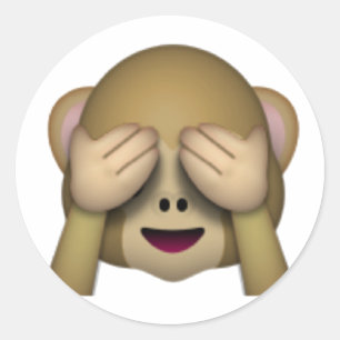 Pegatina Redonda No ver Mono Malvado - Emoji