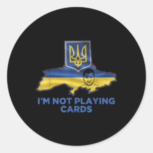 Pegatina Redonda No voy a jugar a las cartas apoyo a Zelensky Trump