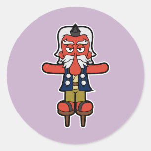 Pegatina Redonda Noble Guerrero Daitengu- Yokai Japonés