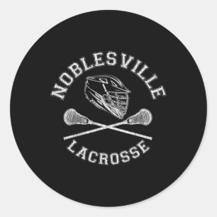 Pegatina Redonda Noblesville Lacrosse Vintage Retro Lax