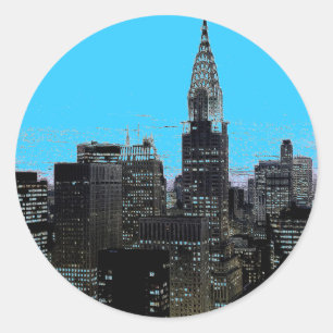 Pegatina Redonda Noche azul de Nueva York