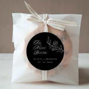 Pegatina Redonda Noche Boho antes de la cena de ensayo Boda negro