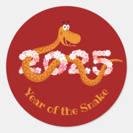 Pegatina Redonda Noche china de madera de Zodiac 2025