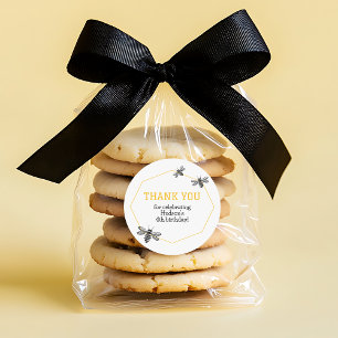 Pegatina Redonda Noche de Abeja Amarilla Moderna Niños Verano 4 Año