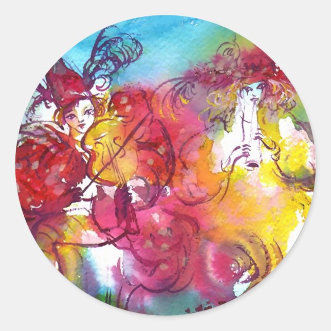 Pegatina Redonda NOCHE DE CARNAVAL / Mascarada veneciana, música de (Anverso)