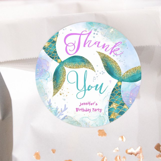 Pegatina Redonda Noche de cumpleaños de las chicas sirenas morado V (Subido por el creador)