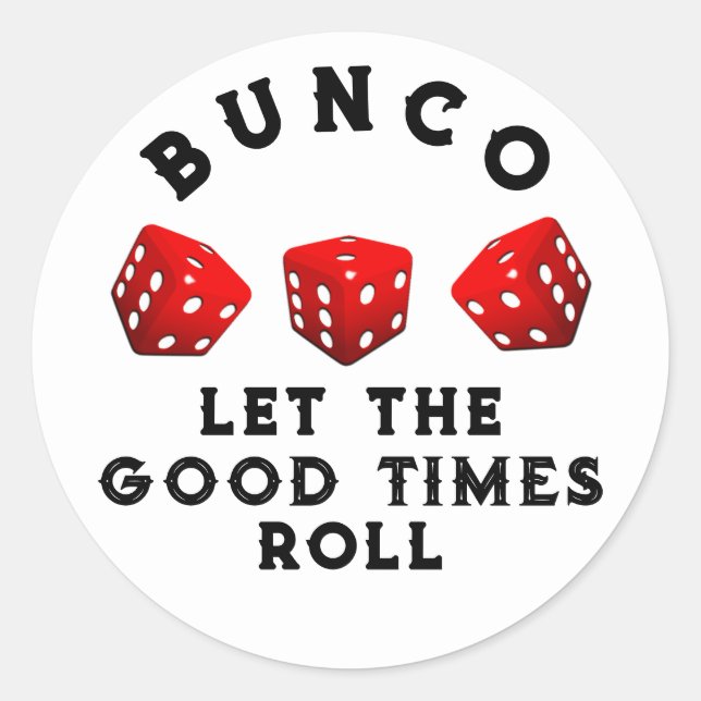 Pegatina Redonda Noche de juego de Bunco (Anverso)