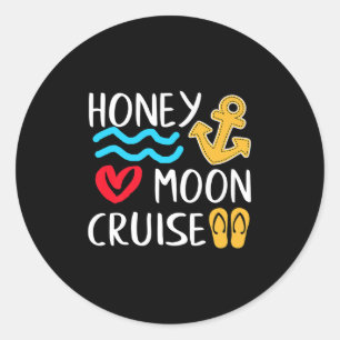 Pegatina Redonda Noche de luna de miel Parejas de cruceros Gran reg
