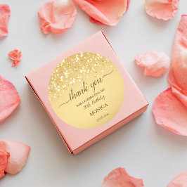 Pegatina Redonda Noche de oro fiesta elegante minimalista gracias