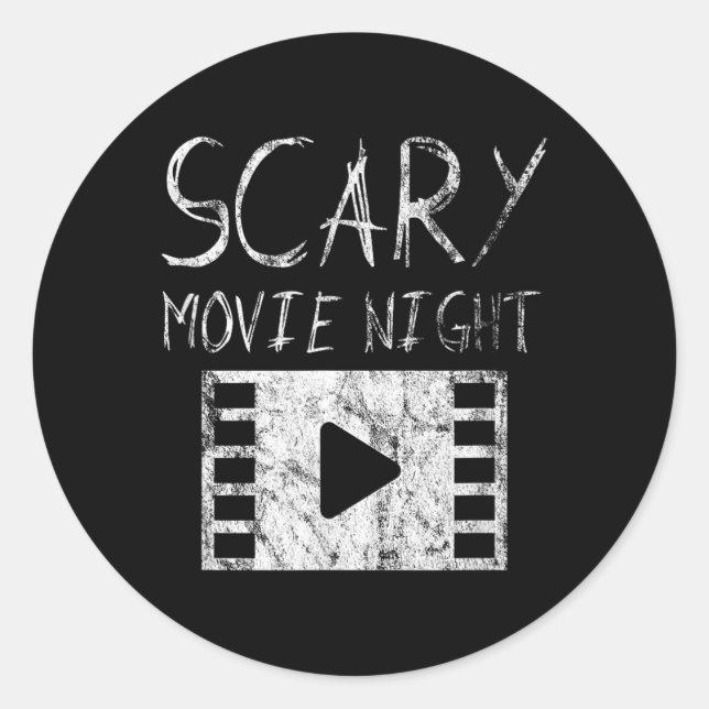 Pegatina Redonda Noche de Película de Terror (Anverso)