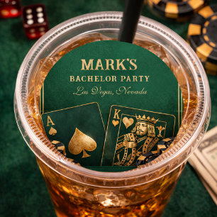 Pegatina Redonda Noche de Póquer de Despedida de Soltero en Las Veg