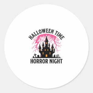 Pegatina Redonda Noche de Terror de Halloween Vintage Castillo Embr