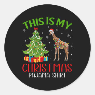 Pegatina Redonda Noche divertida Santa Luces Esta Es Mi Giraffe Chr