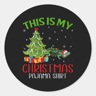 Pegatina Redonda Noche divertida Santa Luces Esta Es Mi Iguana Navi