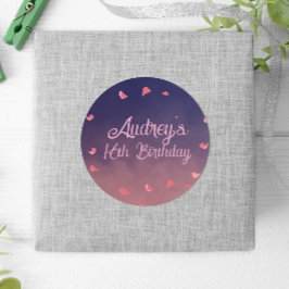 Pegatina Redonda Noche en París Cumpleaños