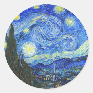 Pegatina Redonda Noche estrellada de Vincent van Gogh
