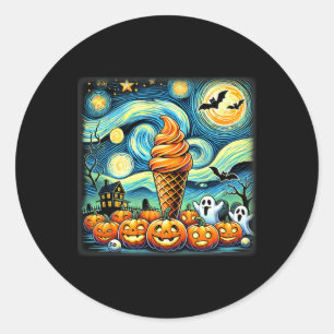 Pegatina Redonda Noche estrellada Helado Cream Cone Halloween