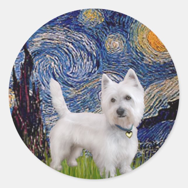 Pegatina Redonda Noche estrellada - Occidente 10 (L) (Anverso)