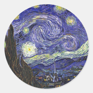 Pegatina Redonda Noche estrellada, Vincent Van Gogh.