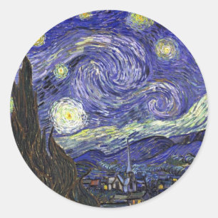 Pegatina Redonda Noche estrellada, Vincent Van Gogh.