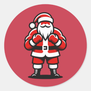 Pegatina Redonda Noche festiva de Santa Lucía - Gracioso boxeo en f