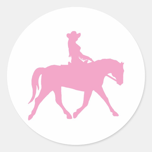 Pegatina Redonda Noche montando su caballo (rosa) (Anverso)