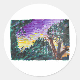 Pegatina Redonda Noche morada