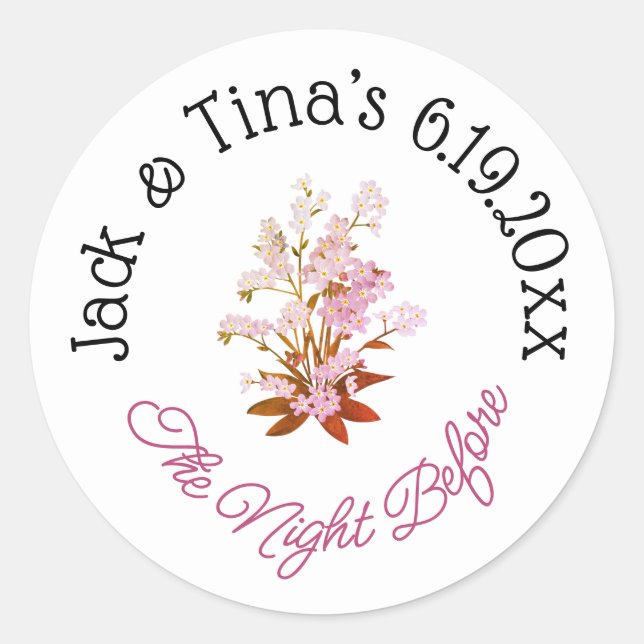 Pegatina Redonda Noche personalizada antes de los pegatinas (Anverso)