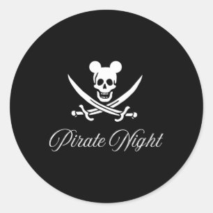 Pegatina Redonda ¡Noche pirata! ¡Travesías de crucero familiares! C