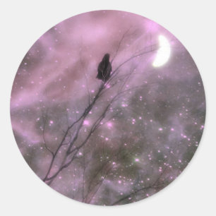 Pegatina Redonda Noche Rosa Starry