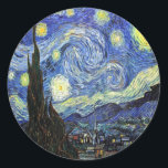 Pegatina Redonda Noche Starry De Vincent Van Gogh 1889<br><div class="desc">Hasta donde sé,  estas imágenes son de dominio público y se cree que son libres de usar sin restricciones en Estados Unidos. Por favor,  contáctame si descubres que alguna de estas imágenes no está en dominio público.</div>