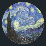 Pegatina Redonda Noche Starry De Vincent Van Gogh 1889<br><div class="desc">Hasta donde sé,  estas imágenes son de dominio público y se cree que son libres de usar sin restricciones en Estados Unidos. Por favor,  contáctame si descubres que alguna de estas imágenes no está en dominio público.</div>