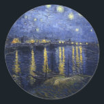 Pegatina Redonda Noche Van Gogh Starry sobre el Ródano<br><div class="desc">Noche estrellada sobre el Ródano por Van Gogh</div>