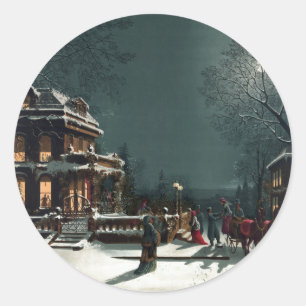 Pegatina Redonda Nochebuena 1880