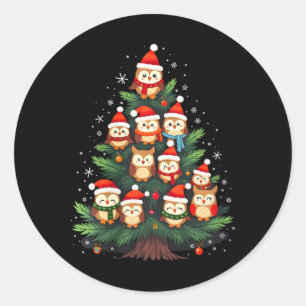 Pegatina Redonda Nochebuena de árbol de navidad de las mujeres ilum