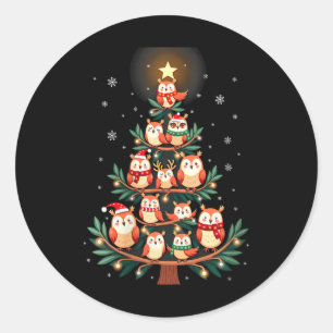 Pegatina Redonda Nochebuena de árbol de navidad de las mujeres ilum