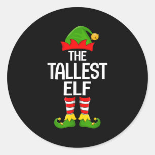 Pegatina Redonda Nochebuena de la familia Elf más alta