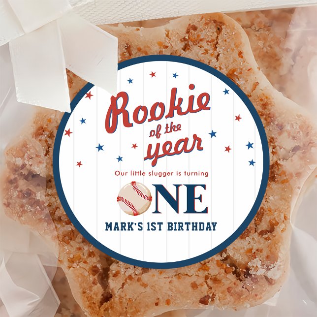 Pegatina Redonda Nochebuena del año Béisbol Primer cumpleaños (Subido por el creador)