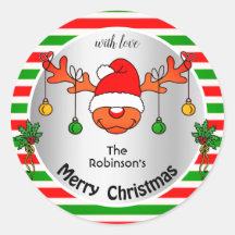 Nochebuena lindo reno franjas rojas y verdes Humor