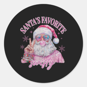 Pegatina Redonda Nochebuena navideña favorita de Papá Noel