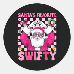 Pegatina Redonda Nochebuena navideña favorita de Papá Noel