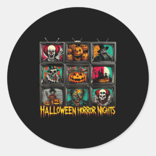 Pegatina Redonda Noches de terror de Halloween y película