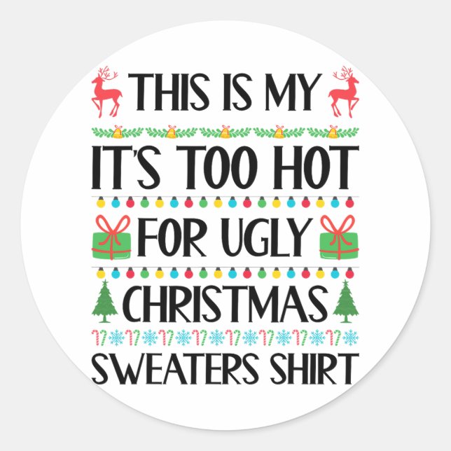 Pegatina Redonda Noches graciosas muy Navidades feas sudorosas muje (Anverso)