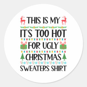 Pegatina Redonda Noches graciosas muy Navidades feas sudorosas muje