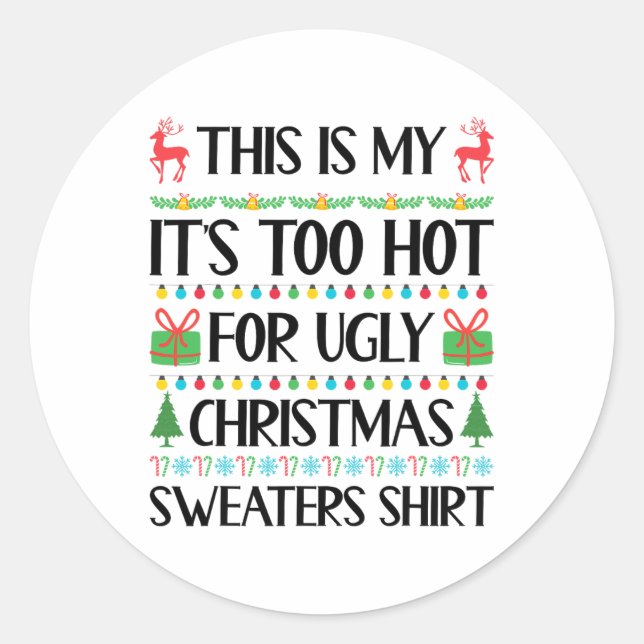 Pegatina Redonda Noches graciosas muy Navidades feas sudorosas muje (Anverso)