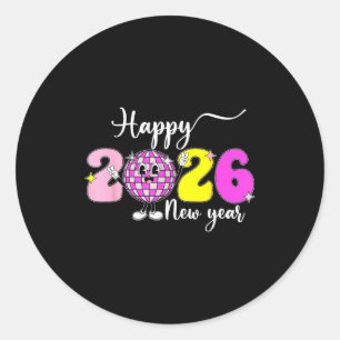 Pegatina Redonda Nochevieja Hola 2026 Feliz Año Nuevo 2026 Disco
