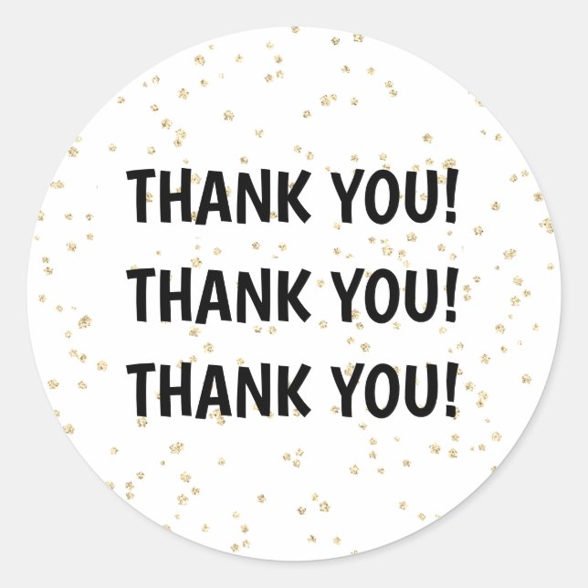 Pegatina Redonda Nochevieja negra Purpurina de oro (Anverso)