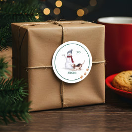 Pegatina Redonda Nocivo Perro acuarela Beagle Jugando Con Hombre De